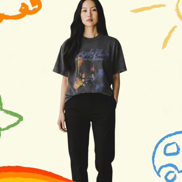 PRINCE Tops - PRINCE VINTAGE LOOK PURPLE RAIN MINERAL WASH TEE